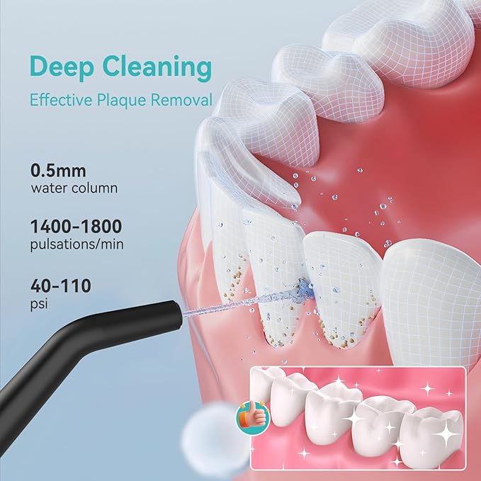 Water Dental Flossers for Teeth, 300ML Cordless Portable Electric Water Flosser, 4 Modes Oral Irrigator, Waterproof Rechargeable Water Floss for Deep Cleaning, Plaque Remover,Braces Home Travel Use