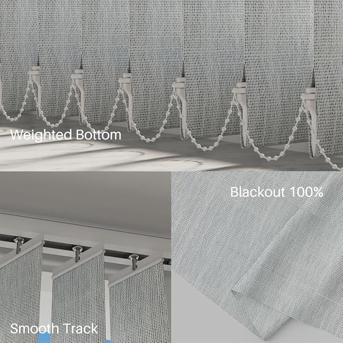 Blindify Motorized Vertical Blinds, Blackout Sliding Door Shades Vertical Shades Remote Control Customize, Off-White