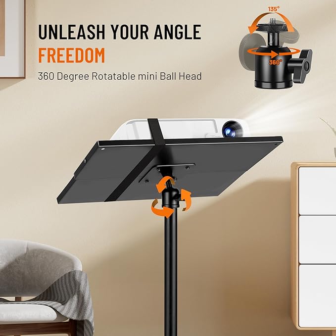 CAHAYA Projector Tripod Adjustable Height: 35.4to 51.2In Foldable Heavy Duty 360 Rotatable Multiple Uses Stand for Studio, Outdoor, Movie, Stage, Home