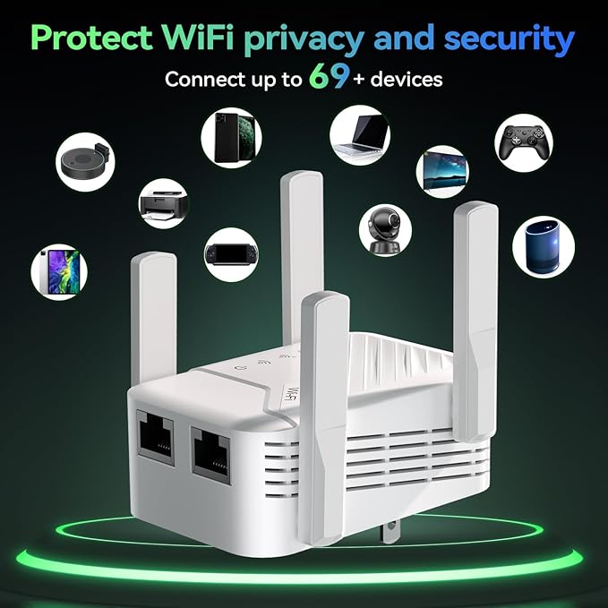 2026 Best WiFi Extender Signal Booster, Internet Extender Covers Up to 13389 Sq.ft for Home, Long Range WiFi Repeater with Ethernet Port, Wireless Router Amplifier Easy Setup,Wide Compatibility