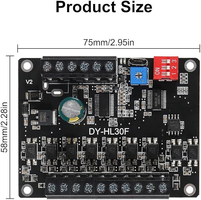 AITIAO 1PCS 30W Voice Playback Module, DC 9-24V Sound Module Music Player Voice Broadcast Device 9 Trigger Interfaces 8 I/O Trigger Modes Built-in 64Mbit Flash Storage