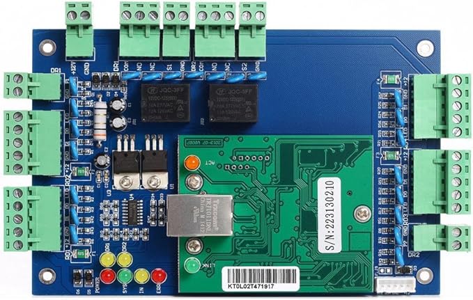 MENGQI-CONTROL 2 Door Access Control Board System 110-240V Power Supply Box North American ANSI Electric Strike Lock RFID Reader Enroll USB Reader RFID Card & Key Fobs,Phone APP Remotely Open Door