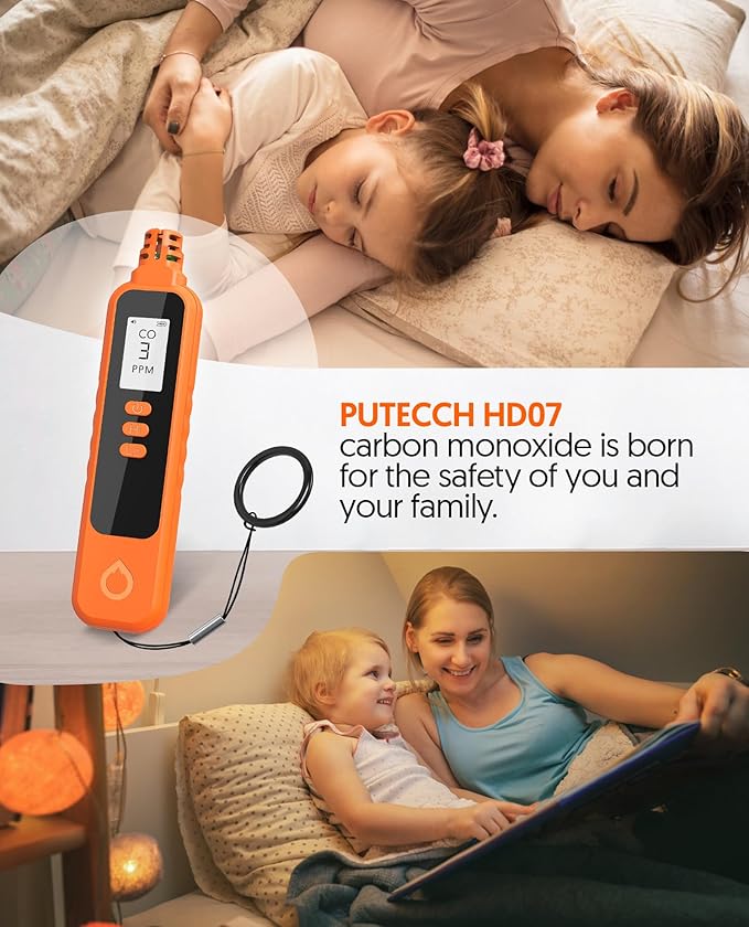 Carbon Monoxide Detectors, Portable CO Detector Battery Powered, Handheld Carbon Monoxide Monitor Alarm Detector with LCD Display for Home/Outdoor/Travel