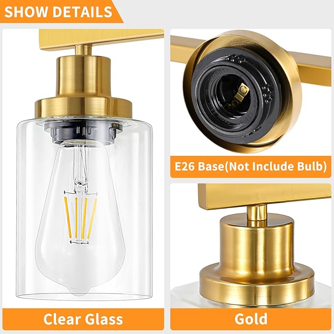 DIKAIDA 5 Light Gold Bathroom Vanity Light, Bathroom Light Fixtures, 31" Modern Brushed Gold Vanity Lighting Fixtures for Bathroom Over Mirror, Gold Sconces Wall Lighting for Bedroom