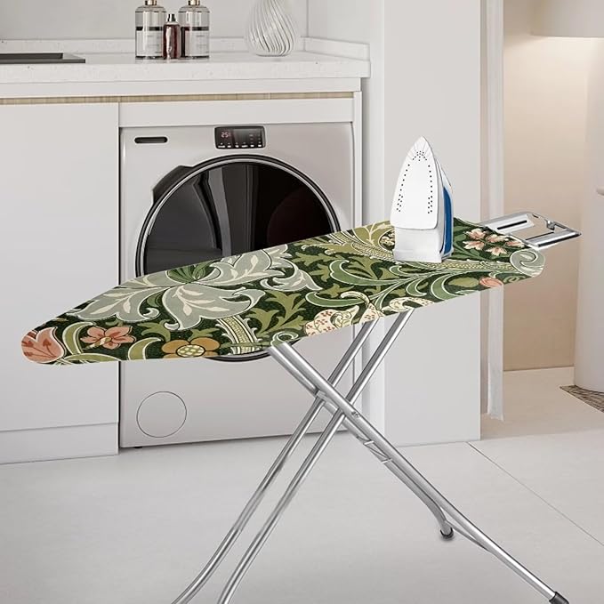 ZXFYGDX Cover for Ironing Board, William Morris Prints Table Top Ironing Board Cover with Nylon Buckle Straps and Elastic Edges Easy to Install, Standard Size Suitable for 18x58 Inch Ironing Board 2XL
