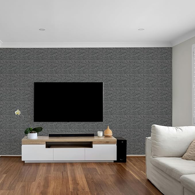 LEVOWAY 33 Pack 3D Wall Panels for Interior Wall Decor, 12''x12'' Brushed Silver Accent Textured Wall Panels, Wall Covering Panles for Living Room, Gaming Room, TV Background, Cover 32 Sq.Ft