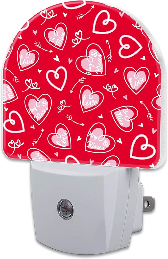 sndheke Valentine's Day Love Words and Arrow Night Light for Kids, Red Love Hearts Night Light Plug in with Dusk to Dawn Sensor,0.5w Energy Saving Nightlight for Hallway Stairway Kitchen Bedroom