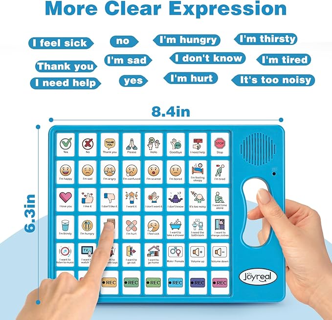 Joyreal AAC Device for Autism, Non Verbal Communication Tools for Speech Therapy & Stroke Rehab. Speech Communication Tablet, Autism Talking Aids with 8 Programmable Buttons & Adjustable Volume
