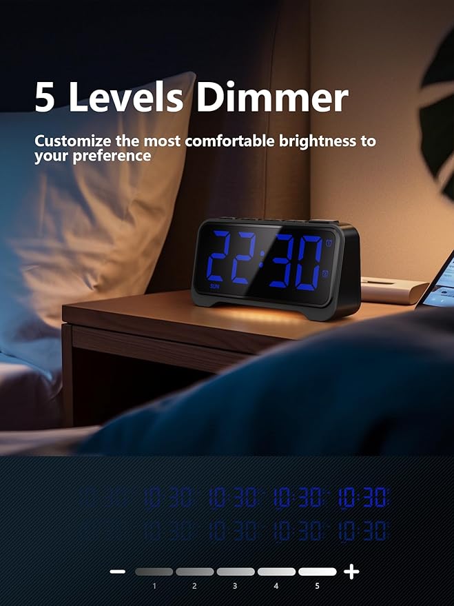 Mesqool Extra-Loud Alarm Clock with Bed Shaker for Heavy Sleepers, Vibrating & Buzzer Modes, Dual Alarms, USB Charging, Snooze & Battery Backup for Adults, Teens, Seniors