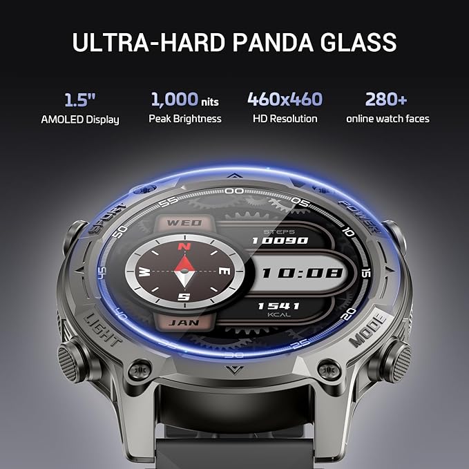 2026 AI Smart Watch with Standalone GPS & Offline Maps, 5ATM Waterproof, 1.43" AMOLED, 21-Day Battery, 178 Sports Modes, Compass, Heart Rate/SpO2/Stress/Sleep Monitor, for Android iOS Men Women Black