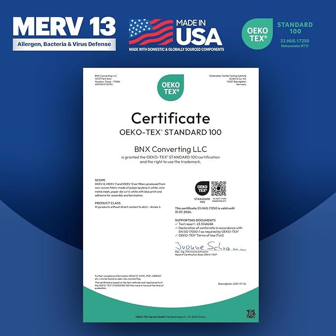 BNX TruFilter 14x18x1 MERV 13 (4-Pack) AC Furnace Air Filter - MADE IN USA - Electrostatic Pleated Air Conditioner HVAC AC Furnace Filters - Removes Pollen, Mold, Bacteria, Smoke