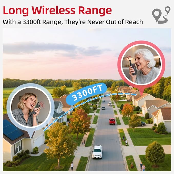 CallToU Caregiver Pager Wireless Alert Button Home Intercom System Long Range 2 Way Radio for Elderly/Patient/Pregnant/Home/Office