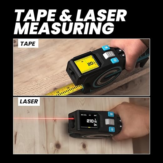 ACEGMET DTX10 Digital Tape Measure - Laser Measurement Tool & Auto Lock Tape with Instant Digital Readout, Green Aligning Laser & Incremental Measurement