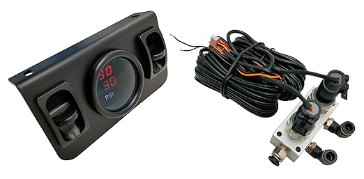 in Cab Dual Air Gauge Control Kit with Digital Paddle Switch for Air Pressure Sensor Control of Air Suspension Kit (Red)