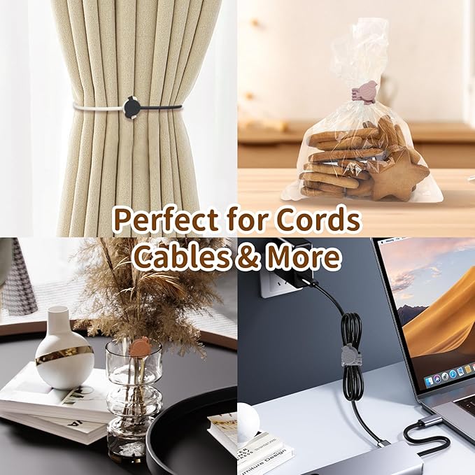 SOLIDATOR Playful Bird Magnetic Cable Ties – 24 Pack, Reusable Silicone Cord Organizers for Home & Office, Strong Magnetic Hold, Assorted Colors, Ideal for Cable Management & Gift Idea