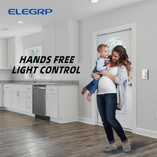 ELEGRP Matte White Single Pole Occupancy Motion Sensor Light Switch, Need Neutral Wire, 120° Sensor Coverage PIR Infrared Motion Activated, for CFL/LED/MLV/INC/HAL/Fan, UL,2 Pack