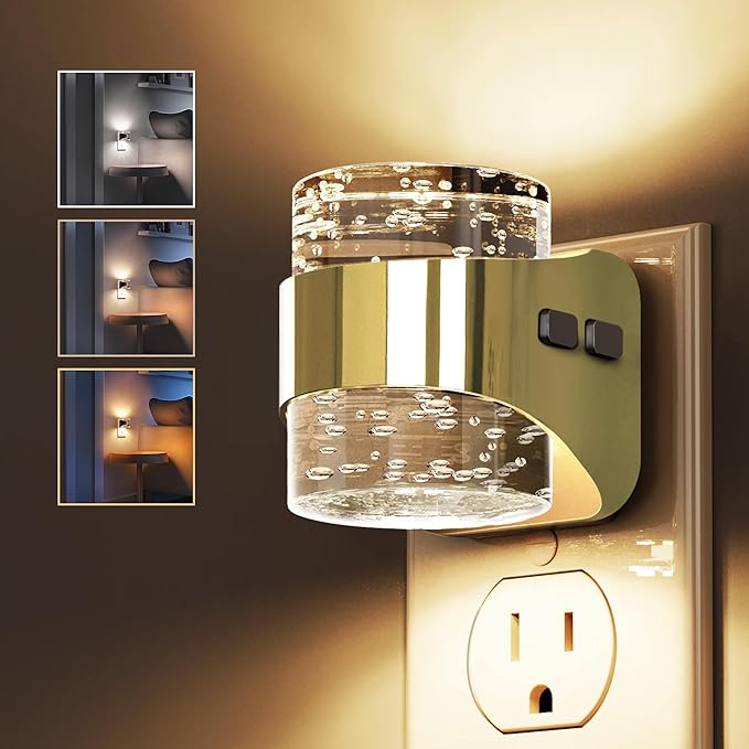 L LOHAS LED 3CCT Night Lights Plug into Wall, 3000K/4000k/5000K Adjustable Color Temperature Night Light,Bubble Nightlight with Dusk to Dawn Sensor for Rooms Bathroom Hallway