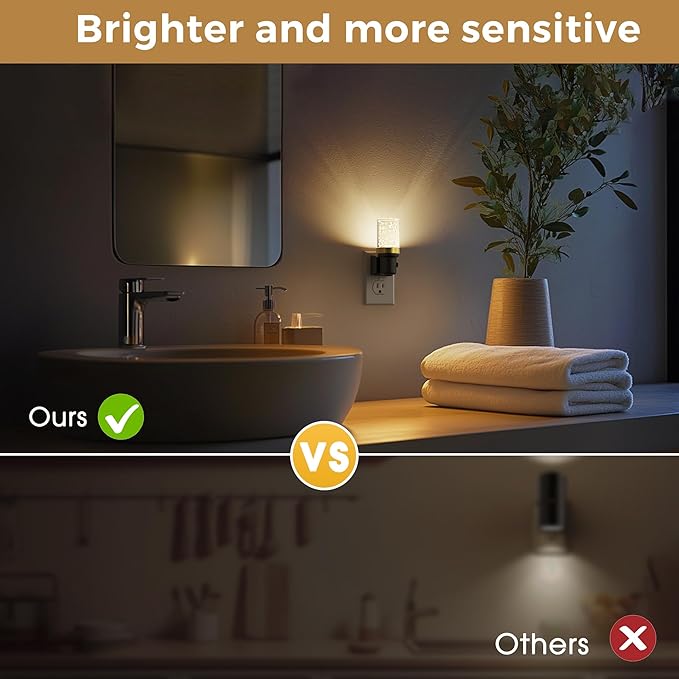 L LOHAS LED Night Light, Dimmable Bubble Night Lights Plug into Wall, 2 Pack Automatic Night Lights Plug in with Auto Light Sensor, Adjustable Brightness 3000K LED Night Light, for Bedroom Hallway Hom