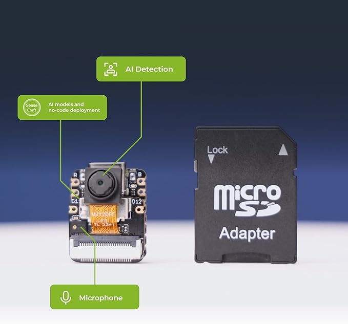 Seeed Studio XIAO ESP32 S3 Sense - 2.4GHz Wi-Fi, BLE 5.0, OV2640 Camera Sensor, Digital Microphone, 8MB PSRAM, 8MB Flash, Battery Charge Supported, Rich Interface, IoT, Embedded ML …