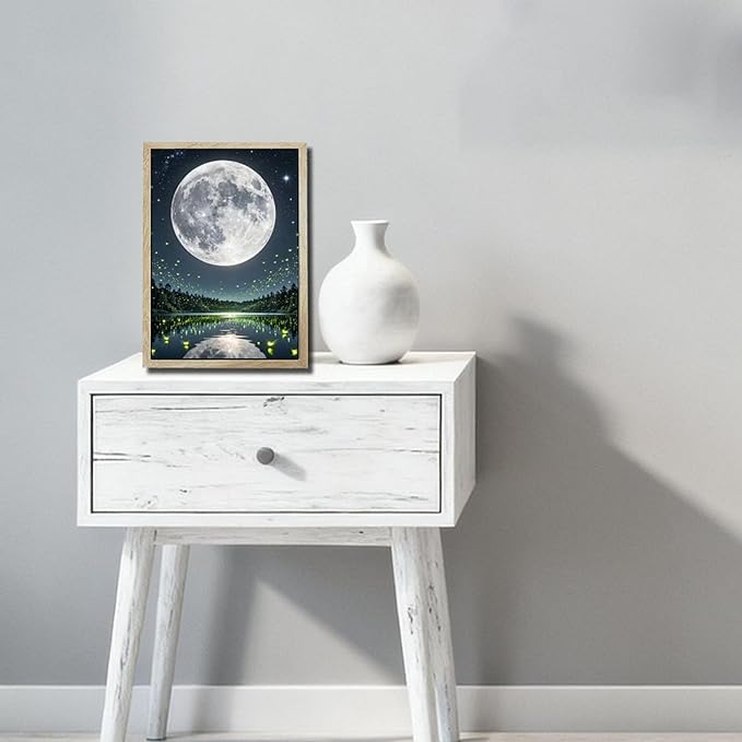 URVIP LED Glowing Photo Frame, 3D Starry-Sky Moon Animal Wall Art, 9x12 Inches Dimmable Light Up Light Painting for Bedroom, Unique Aesthetic Decor, Great Birthday Gift for Women Men