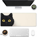 Eflxamz Desk Pad,Black Cat Desk Mat,Cute Cat Large Gaming Mouse Pad for Desk,Extended Big Computer Keyboard Mouse Pad with Non-Slip Base and Stitched Edge,31.5"x11.8"