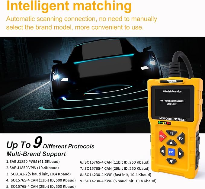 T600 OBD2 Scanner Diagnostic Tool & Code Reader for Cars and Trucks – Check Engine Code Reader with Reset, Read & Clear Fault Codes for Vehicle 1996+, Live Data, 50,000+ DTCs, Cloud Print, I/M Status