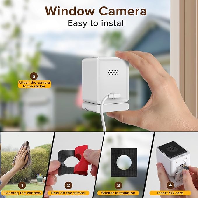 STSVA 3MP 2K Window Security Camera,2.4G&5G WiFi Indoor Camera for Home with Color Night Vision,24/7 Recording,Motion Detection,Support SD Card and US Cloud Storage.(1PCS)