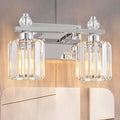 FDPBY Bathroom Vanity Lights 2-Light Chrome Modern Crystal Vanity Light Fixtures Over Mirror Crystal Bathroom Vanity Lighting Fixtures