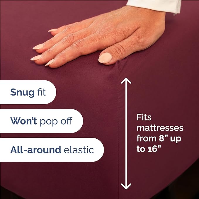 Full Size 4 Piece Sheet Set - Comfy Breathable & Cooling Bed Sheets Set - Hotel Luxury Bedding for Women, Men, Kids, Teens, Boys & Girls - Deep Pockets, Ultra-Soft, Wrinkle Free - Oeko-Tex - Burgundy