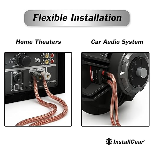 InstallGear 14 Gauge Wire AWG Speaker Wire (100ft - Clear) - Speaker Cable for Car Speakers Stereos, Home Theater Speakers, Surround Sound, Radio, Automotive Wire, Outdoor - Speaker Wire 14 Gauge