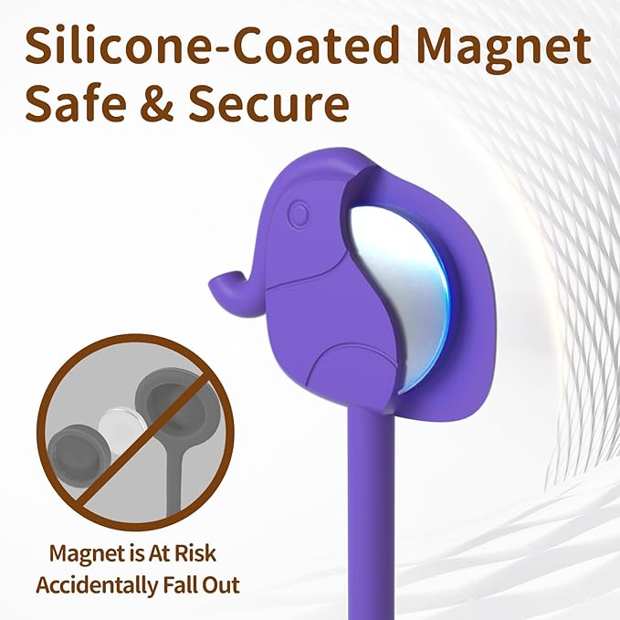 SOLIDATOR Charming Elephant Magnetic Cable Ties – 24 Pack, Reusable Silicone Cord Organizers for Home & Office, Strong Magnetic Hold, Assorted Colors, Perfect for Cable Organization & Decorative Gift