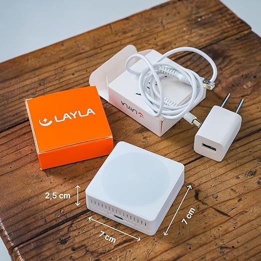 Layla Eco Air Quality Sensor & Air Quality Monitor Indoor – Smart Indoor Air Quality Monitor with PM2.5, VOC, Temperature & Humidity | Air Quality Tester for Home, Office & Rentals