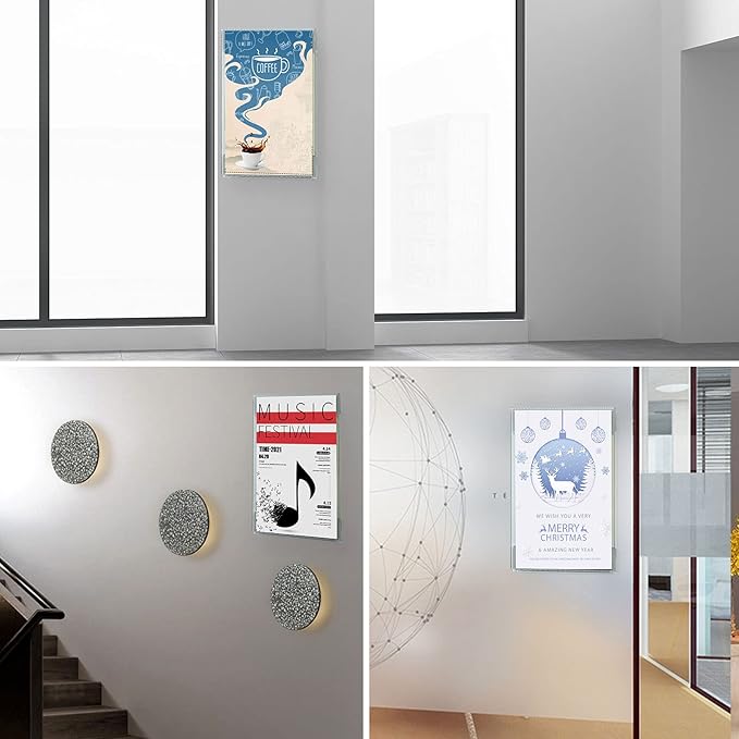 Dingelex Acrylic 8.5x11 Sign Holder Wall Mount,Clear Door Sign Holder Hanging Plastic Document Holder,Acrylic Wall Frame Plastic Wall Holders for Paper,12 Pack,No Drilling
