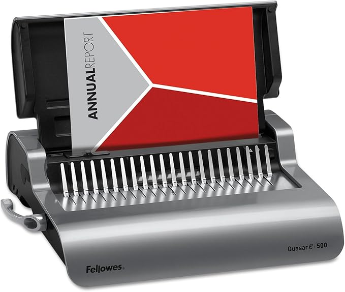 Fellowes 5216901 Quasar 500 Electric Comb Binding System, 16 7/8 x 15 3/8 x 5 1/8, Metallic Gray, Alloy Steel