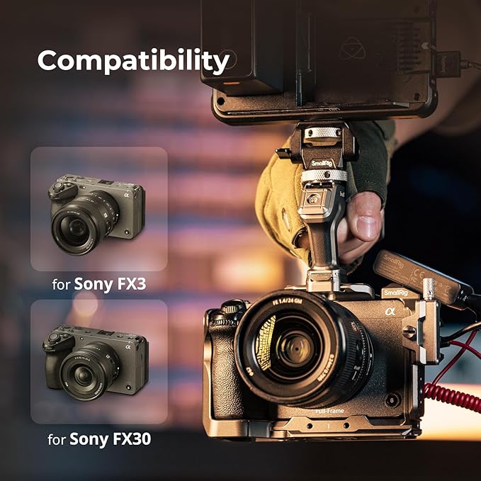 SmallRig FX3 / FX30 HawkLock Quick Release Camera Cage Kit for Sony with Cable Clamp, Bulit-in QR Cold Shoe NATO Rail/QR Plate for Arca, Modular Design Compatible with Original XLR Handle