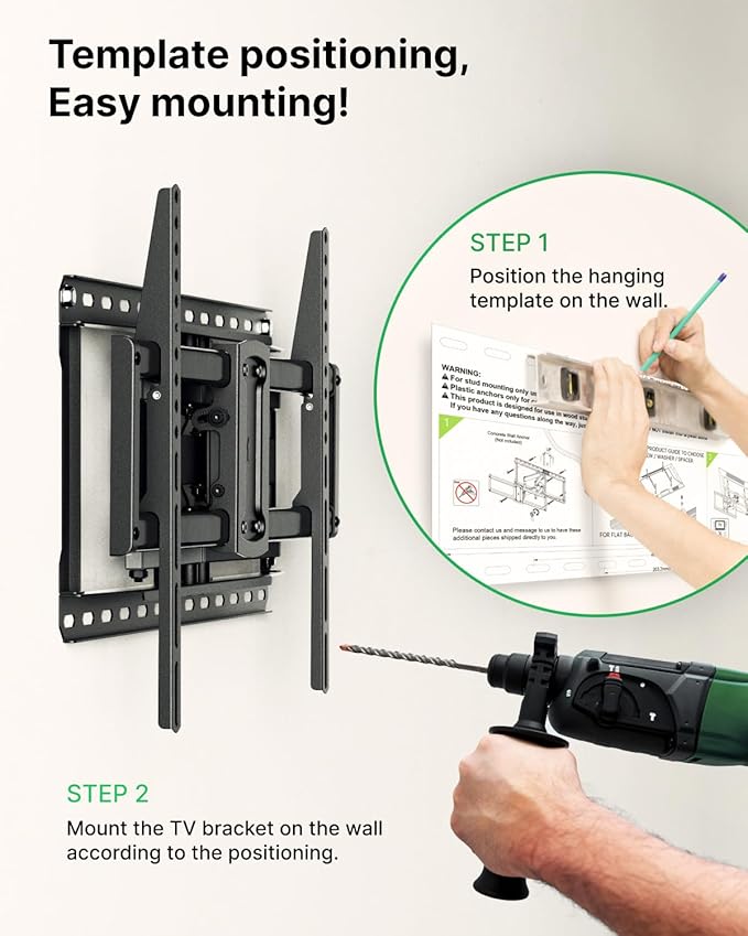 USX MOUNT Full Motion TV Wall Mount for Large TVs 42-97 Inch up to 150 lbs, Wall Mount TV Bracket with Swivel and Tilt, Fits 16",18", 24" Wood Studs, Max VESA 600x400mm Fit 65+ 75+ 85 86 90 TVs XML025