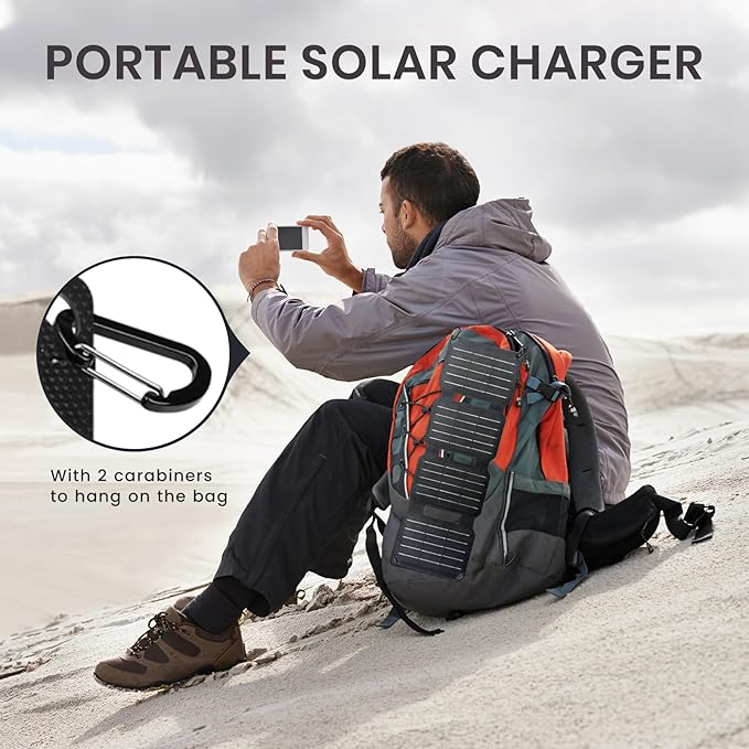 10W Mini Solar Panel, USB Solar Charger Foldable Portable IP67 Waterproof Solar Powered Battery Charger for Small Fan, Camera, Water Pump, Bicycle, Power Bank, Camping Lantern