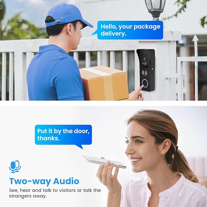 Wired Smart Video Apartments Intercom System,10 Inch Monitors with 1080P Doorbell Camera,3-in-1 Unlocking,TUYA WiFi Door Phone Kits, Ideal for Villas & Homes (2 doorbell + 1 Monitor)