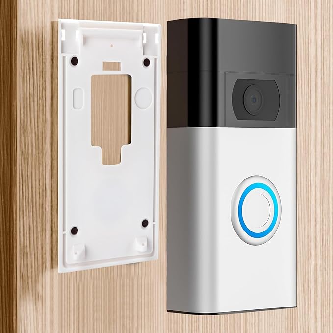 Fansoun No-Drill Adhesive Mount for Ring Video Doorbell (2nd Generation - 2020 Release), Mounting Bracket Accessories for Apartments Office Houses (White)