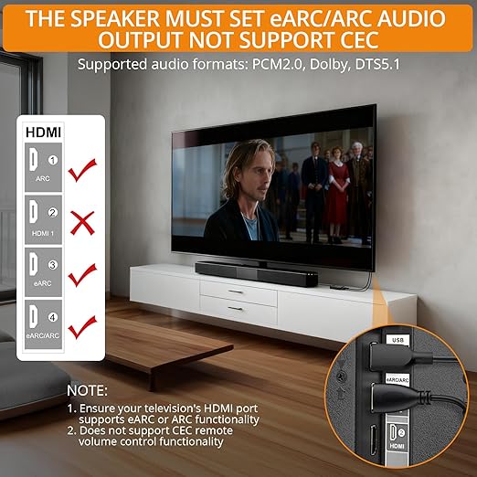 Neoteck ARC/eARC Audio Extractor, HDMI ACR Audio to Optical Extractor with Supports PCM 2.0, Dolby 5.1, DTS 5.1, 24bit/192kHz, Plug and Play, Suitable for TV, Home Cinema & Legacy Audio Systems