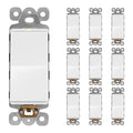 LIDER Minimalist Design Matte Finish Lighted Decorator Switch, Frameless Paddle Light Switch with Locator Light, Grounding Screw, 3-Way or Single Pole, 15A 120V, UL Listed, LS15-3W-W10P, White,10 Pack