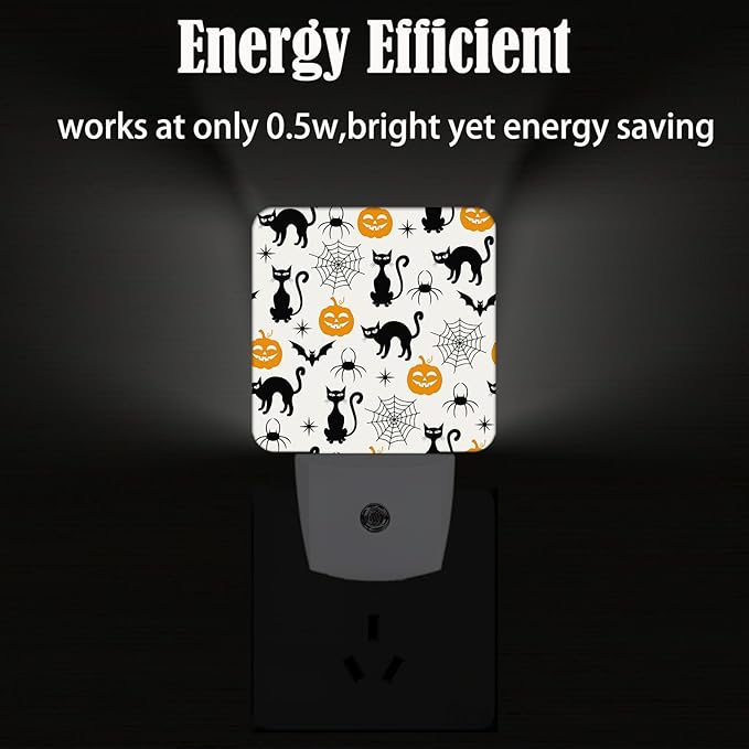 FSHVQKD Halloween Black Cat Night Light,Plug Into Wall for Boys Girls Bedroom Decorative Square Night Light Lamp 0.5w Sleep Friendly
