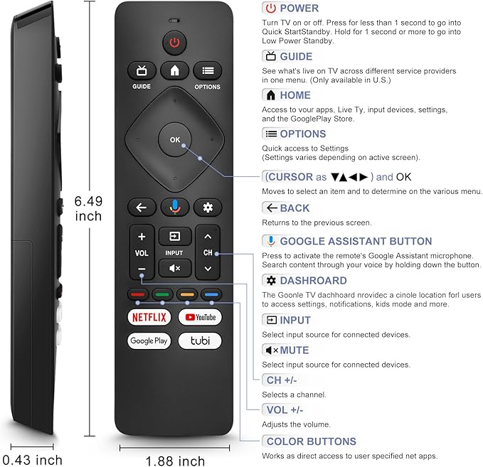 Voice Remote Control for Philips-TV-Remote-Replacement,for Philips Google Smart TVs URMT26CND002