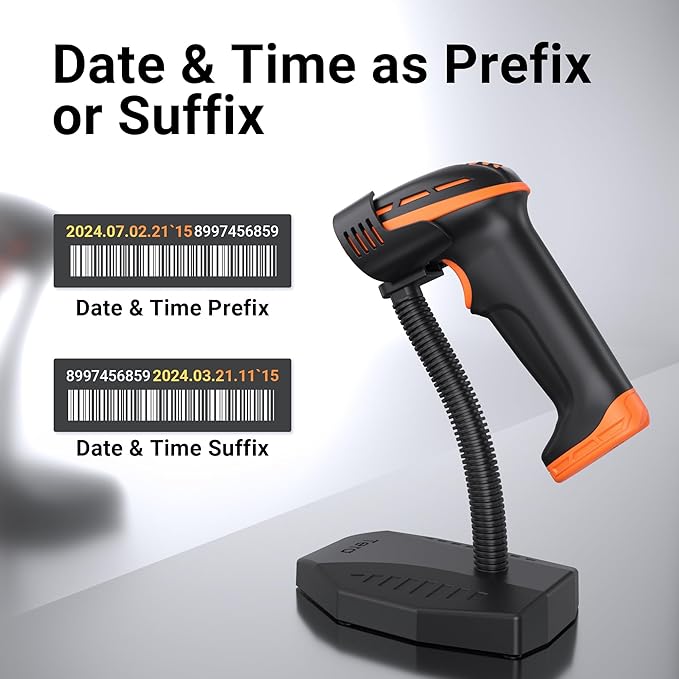 Tera Pro Barcode Scanner with Power Switch Battery Level Indicator Replaceable Battery Wall Mountable Stand 1D 2D QR Works with Bluetooth 2.4G Wireless USB Wired Bar Code Reader D6100