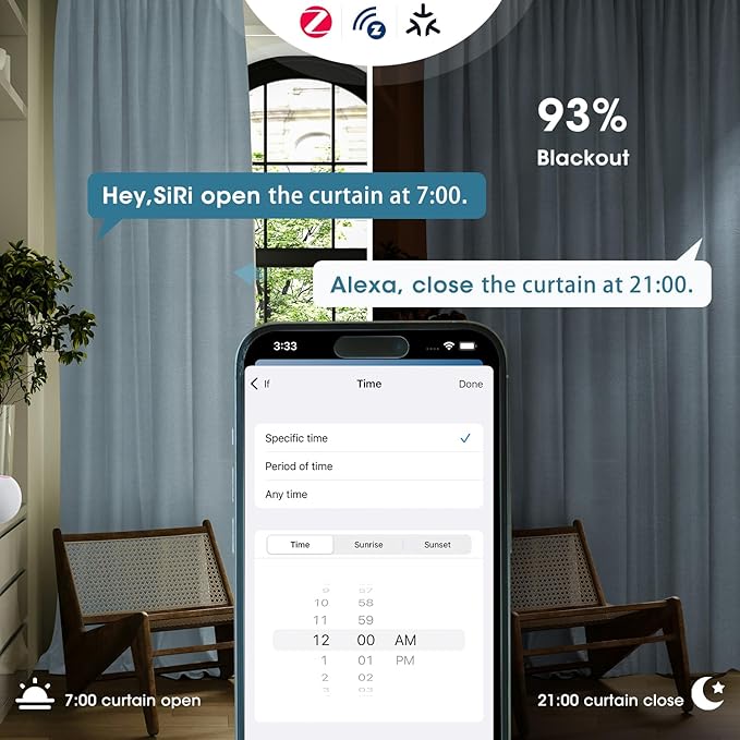 SmartWings Automatic Curtain Opener with Drapery, Motorized Vertical Blinds with Remote, Electric Closet Doors Sliding Panels Compatible with Alexa Google Homekit, 93% Blackout Greyish Blue