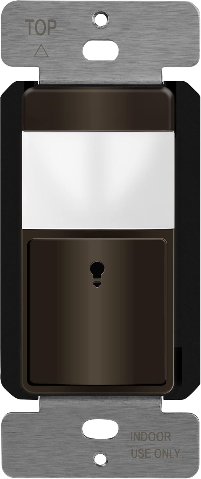 TOPGREENER PIR Motion Sensor Switch, Ambient Light Level Detector, No Neutral Required, 150W LED/CFL, 1/6 HP, Occupancy Vacancy Modes, Ground Wire Required, Single Pole, TDOS5-JM, Brown