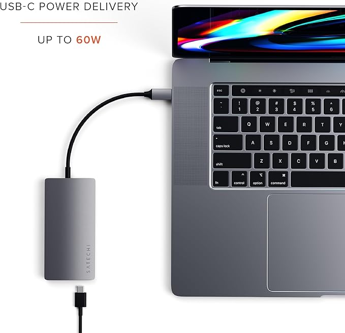 Satechi 8 in 1 USB C Hub Multiport Adapter V2, 4K HDMI, 115W USB C PD Charging, 3 USB-A, Ethernet, Micro/SD Card Readers, for Laptop, MacBook Air/Pro M5/M4, iPad, Windows - Space Gray