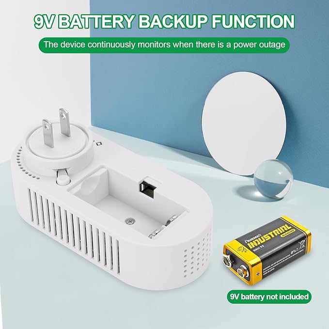 5-in-1 Carbon Monoxide Alarm & Natural Gas Leak Detector,Plug in Combustible Gas & Carbon Monoxide Detector Battery Backup with Temperature(°F) & Humidity,Propane & CO Detector for Home,RV,Apartment