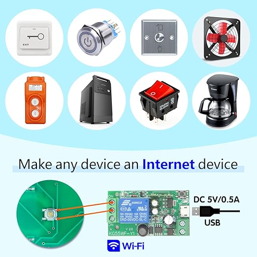 DieseRC 4x1 Channel WiFi Smart Switch with 1x Bluetooth Transmitter, DC 5V 12V 24V Passive Output Relay Module Ewelink APP WiFi Control Compatible with Alexa/Google Home, Inching/Self-Locking Switch