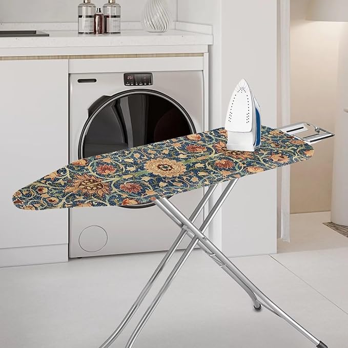 ZCFYGDX Vintage Flower Print 14 x 45 Ironing Board Covers Nylon Buckle Straps Fasteners & Elastic Edge Stain Resistant Breathable,Suitable for Multi-Size Iron Board Relaxing Ironing Experience